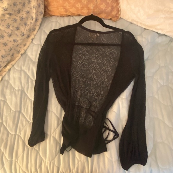 Ann Taylor loft open knit navy cardigan - Picture 2 of 3